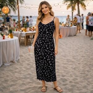 Studio B by Bobeau Size XXL Black and White Spaghetti Strap Maxi Dress